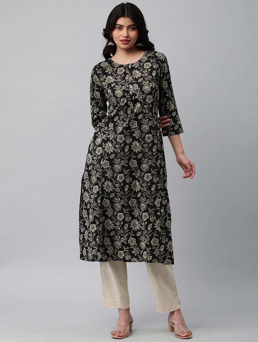 women round neck cotton a-line kurta