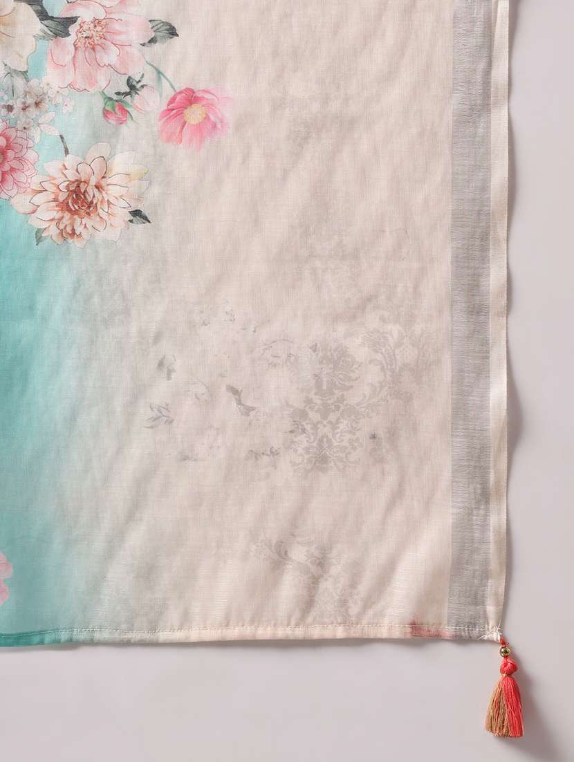 women light blue tie up neck kurta pant set with dupatta - 20912116 -  Standard Image - 5