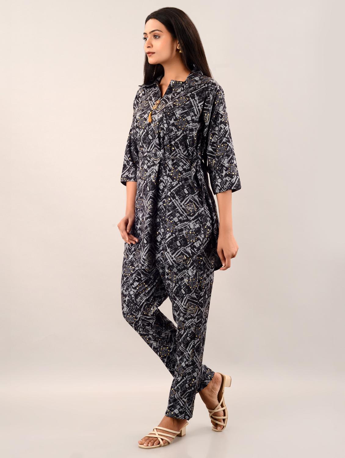 women grey foil print co-ord sets - 20912156 - Standard Image - 3