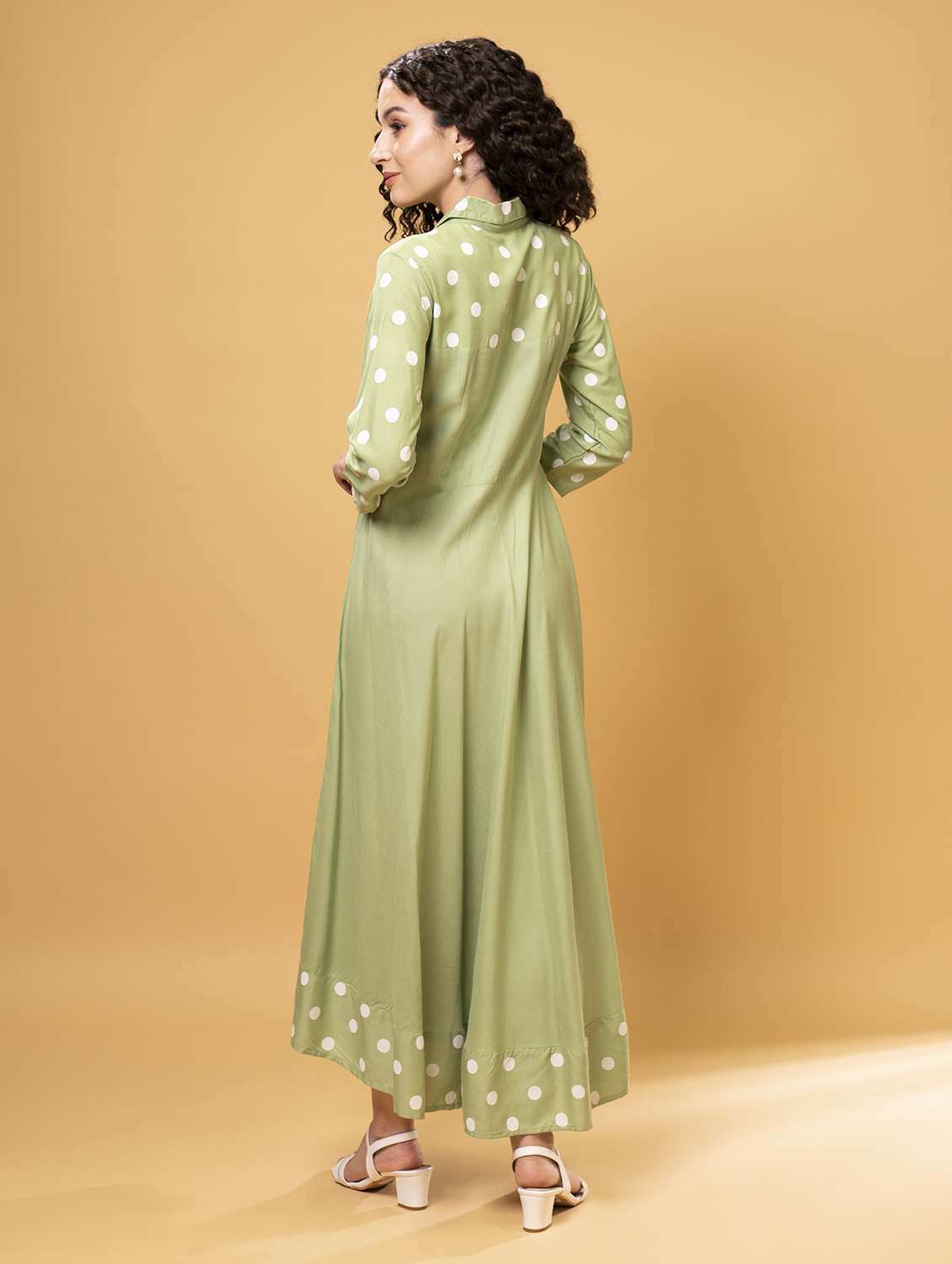 women's polka dotted flared kurta - 20912182 -  Standard Image - 3