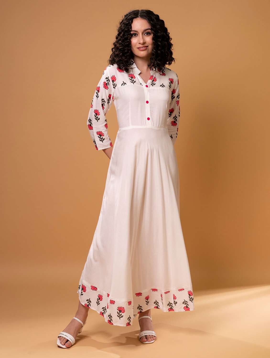 women's floral printed flared kurta