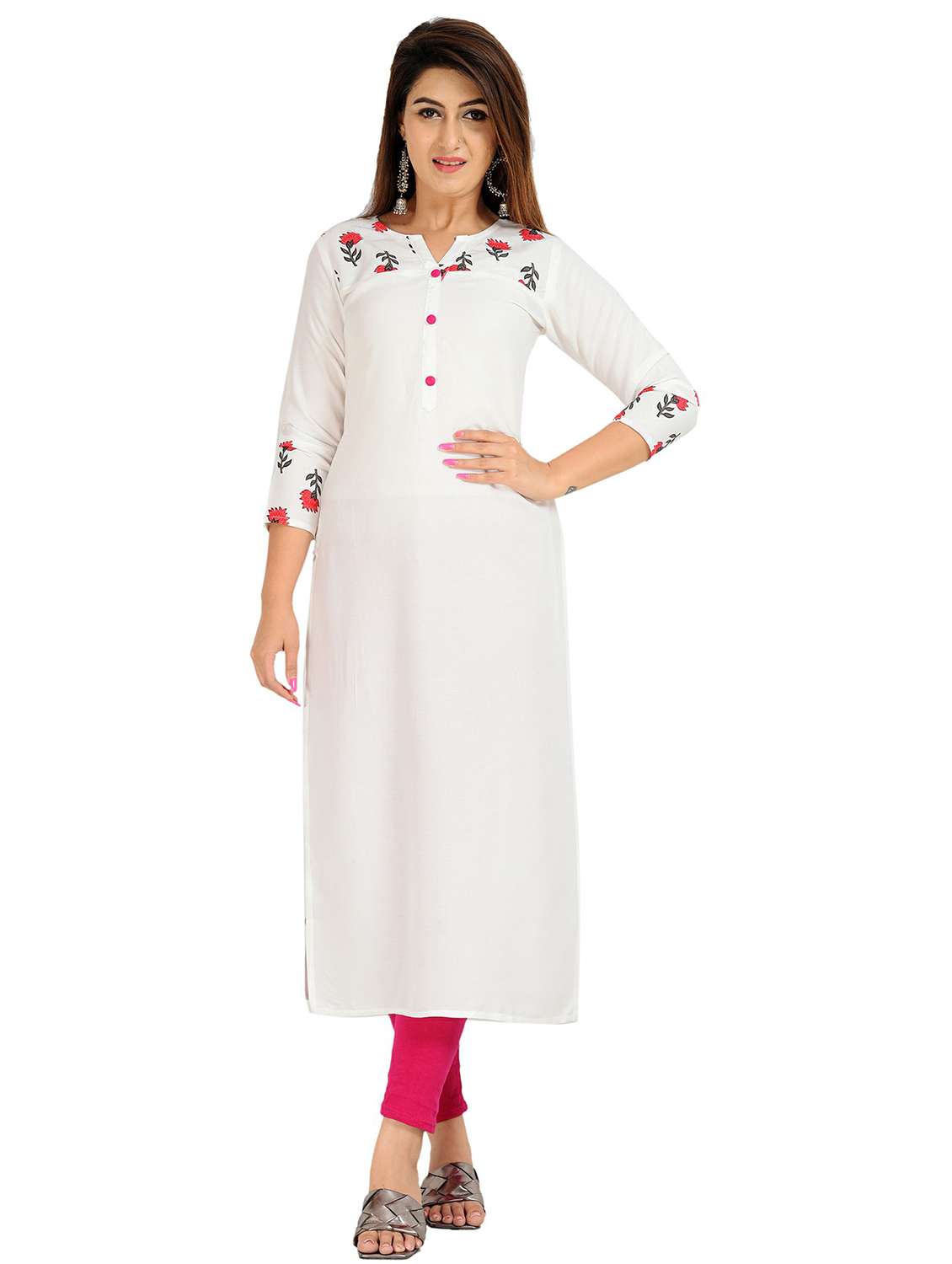 women's floral printed straight kurta