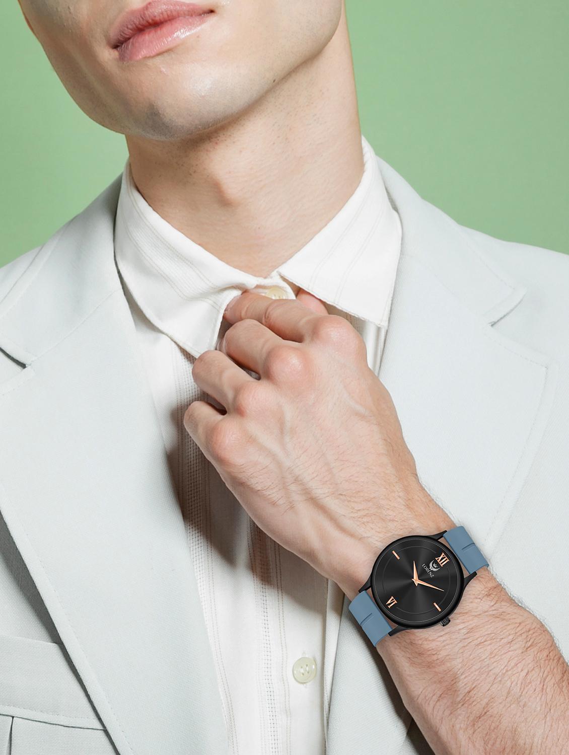 lorenz slim case analog watch with white magnetic lock strap | watch for men | mk-4073r - 20912216 - Standard Image - 3
