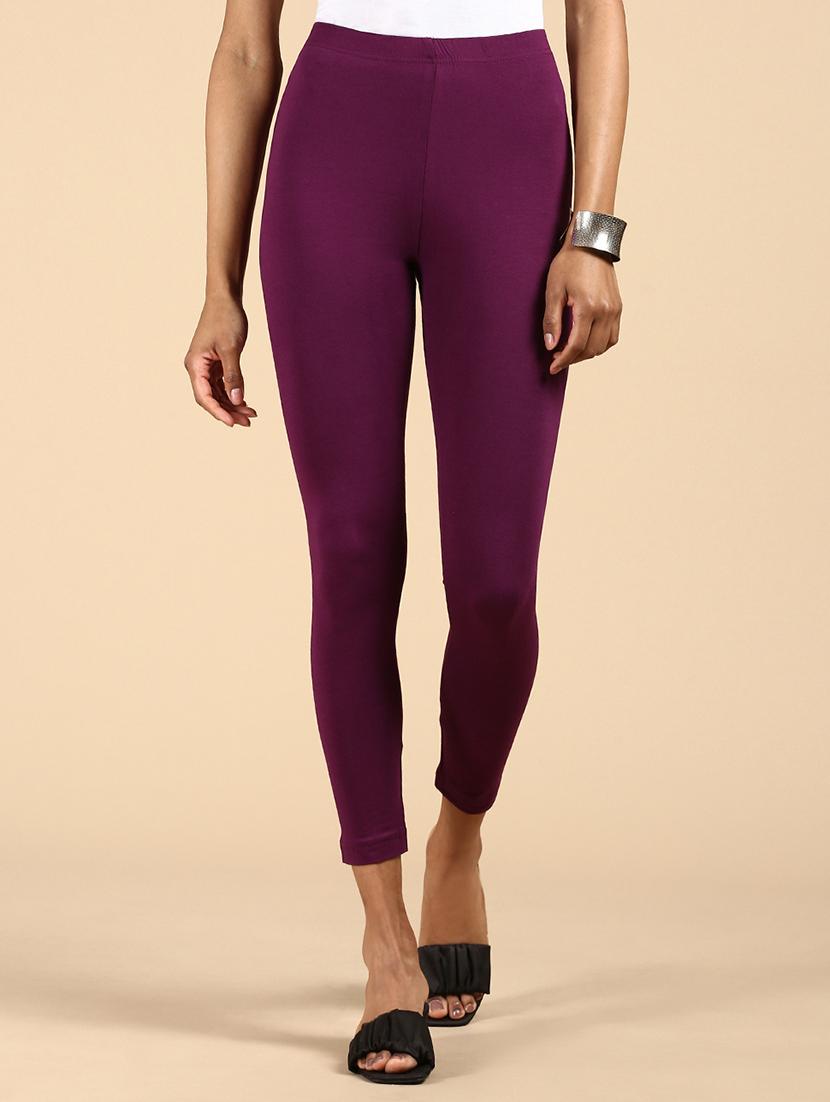 women solid calf lenght legging