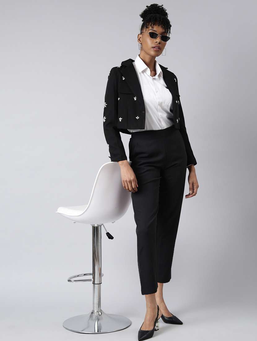 black cotton blend single breasted blazer - 20912312 -  Standard Image - 5
