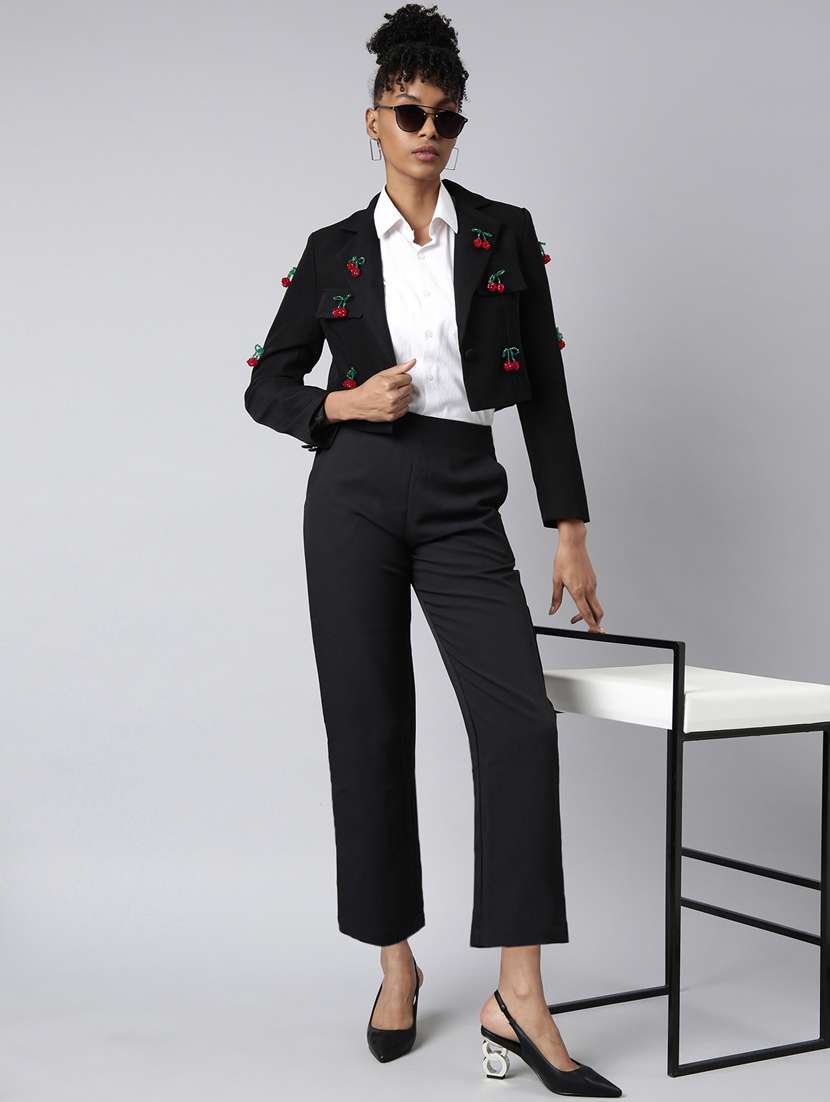 black cotton blend single breasted blazer - 20912313 - Standard Image - 5
