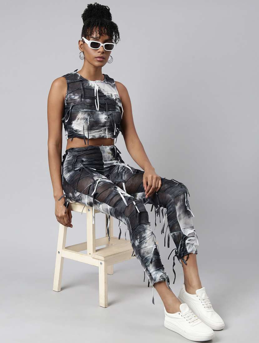 women tie & dyed active wear co-ord set - 20912345 -  Standard Image - 3