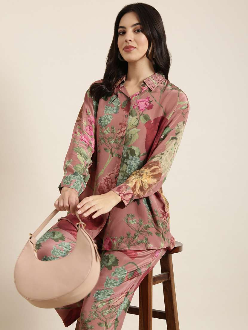 women floral print shirt and trouser co-ord set - 20913390 - Standard Image - 5