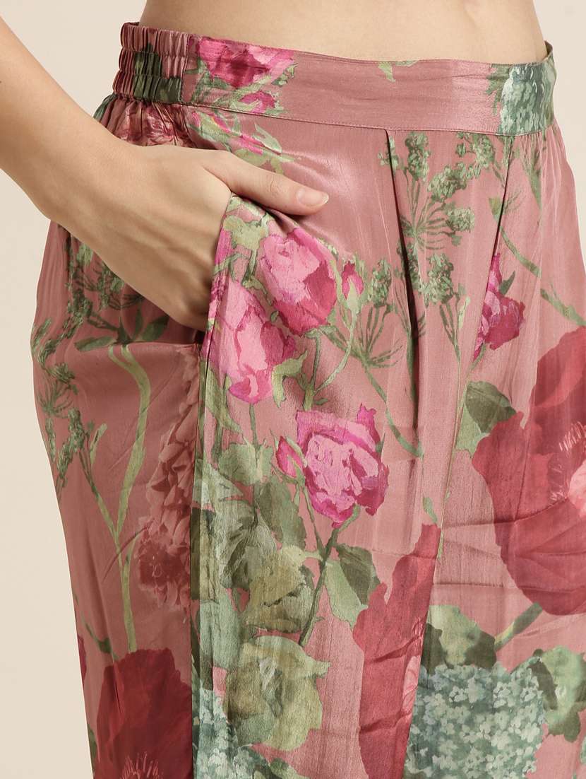 Women Floral Print Shirt And Trouser Co Ord Set