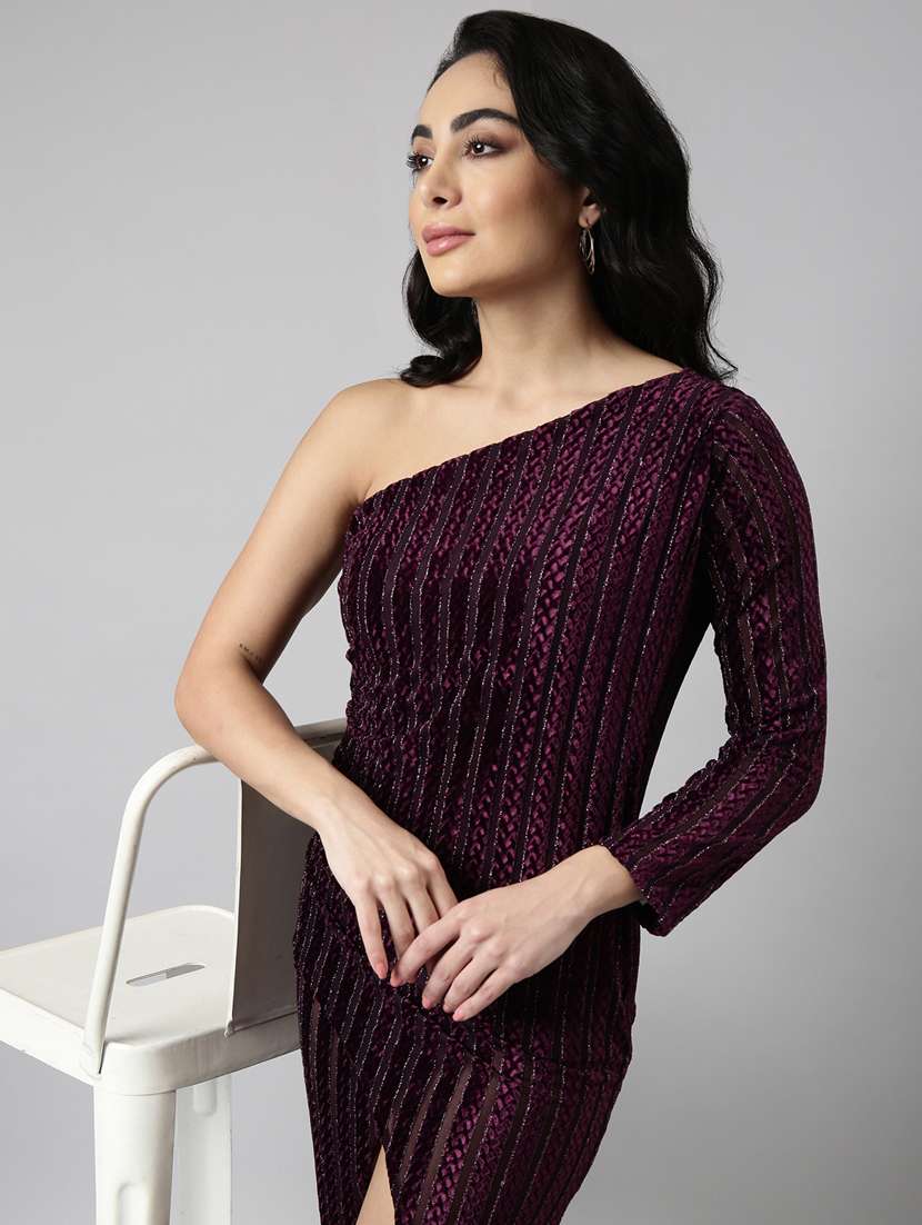women purple self-designed bodycon dress - 20915725 -  Standard Image - 5