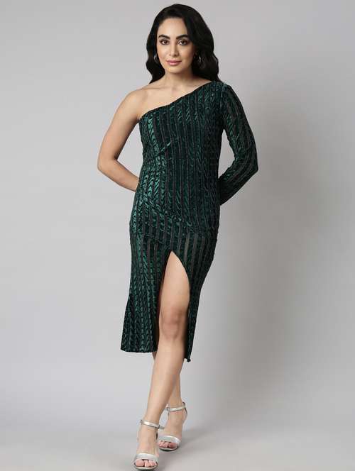 women striped single shoulder dress - 20915726 -  Standard Image - 0