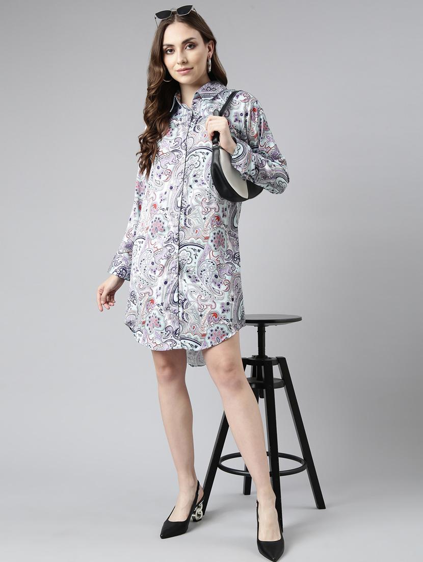 women printed collared shirt dress - 20915733 - Standard Image - 5