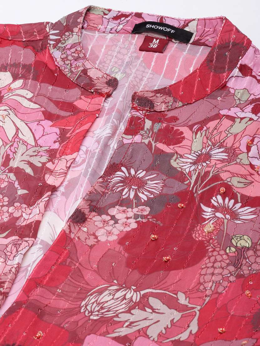 women pink floral printed layered dress - 20915740 -  Standard Image - 8