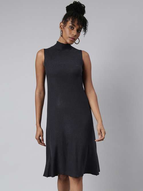 women grey solid a-line dress - 20915751 - Standard Image - 0