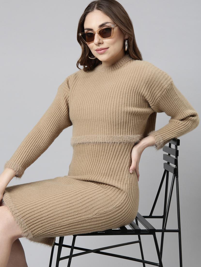 women beige solid bodycon dress - 20915754 - Standard Image - 5