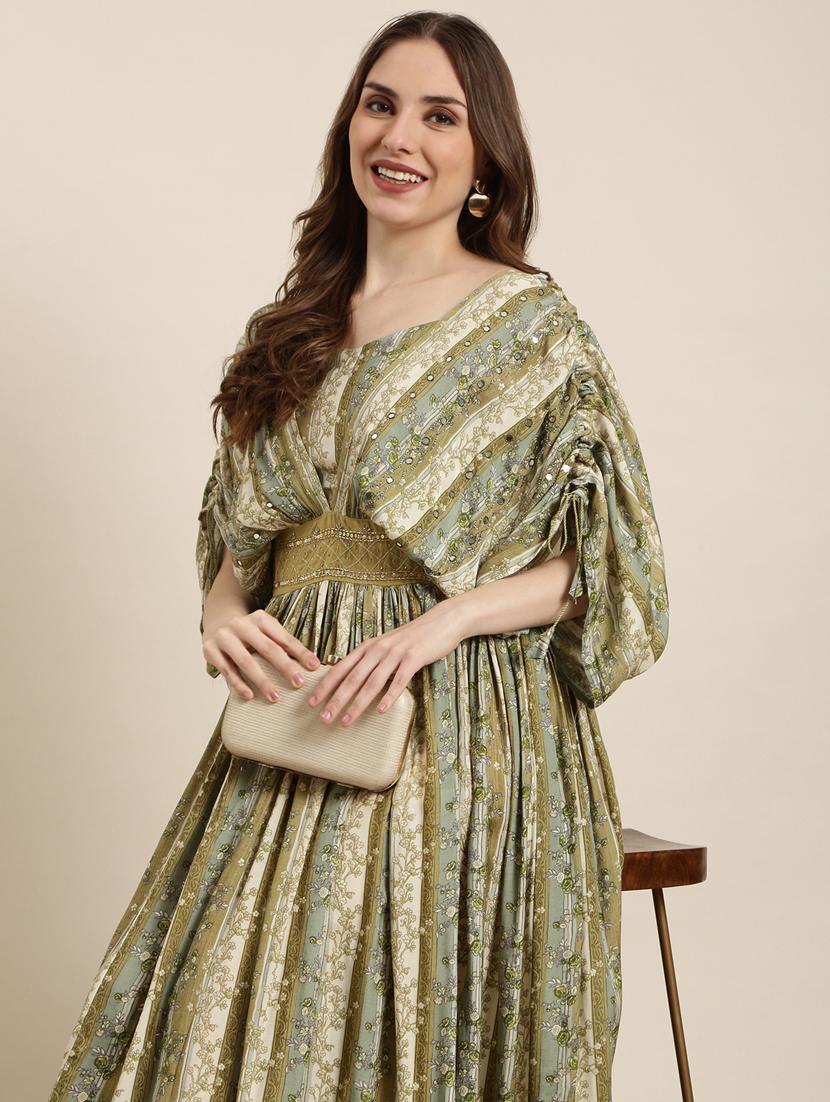 women green printed fit & flare dress - 20915771 - Standard Image - 5