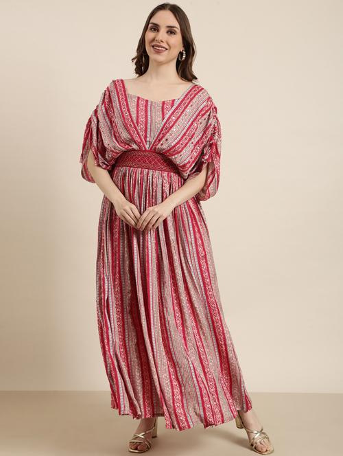 women multicolored printed fit & flare dress - 20915774 - Standard Image - 0