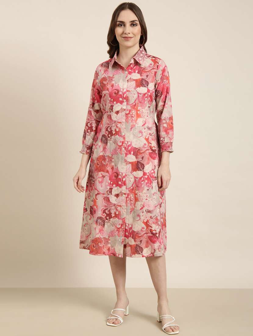 women pink floral printed a-line dress - 20915779 - Zoom Image - 0