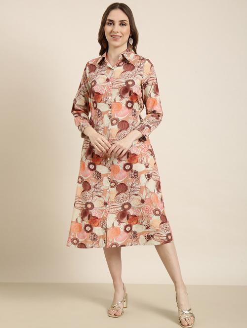 women floral print collared shirt dress - 20915780 - Standard Image - 0