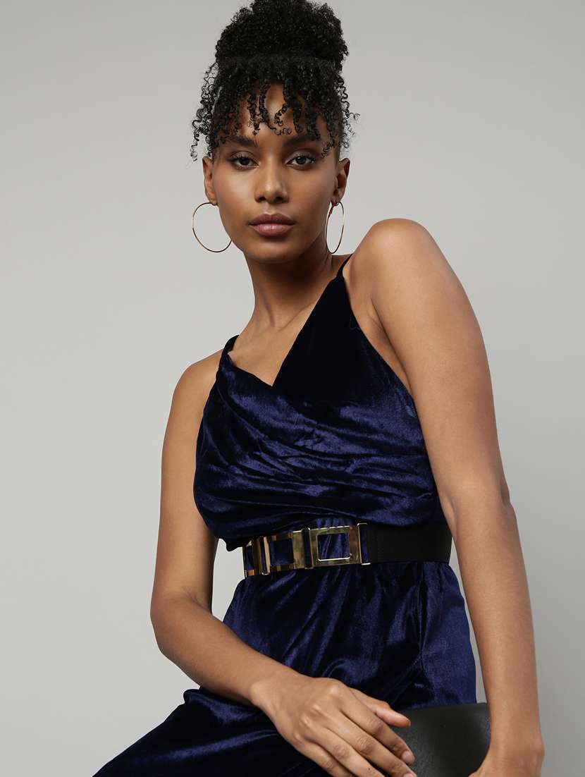 women navy blue solid a-line dress - 20915787 -  Standard Image - 5