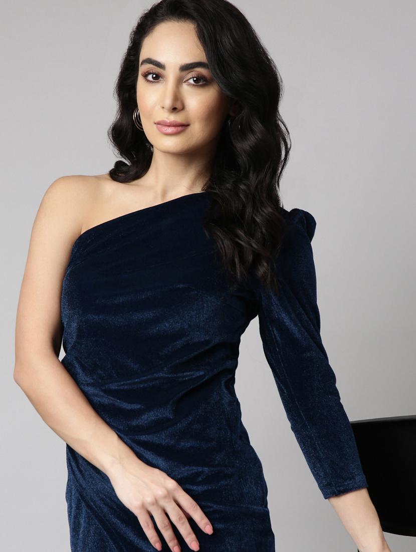 women solid single shoulder dress - 20915794 - Standard Image - 5