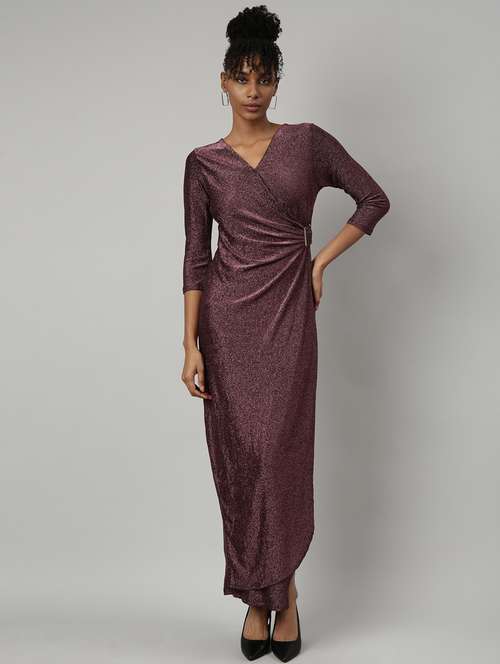 women mauve self-designed wrap dress - 20915816 - Standard Image - 0