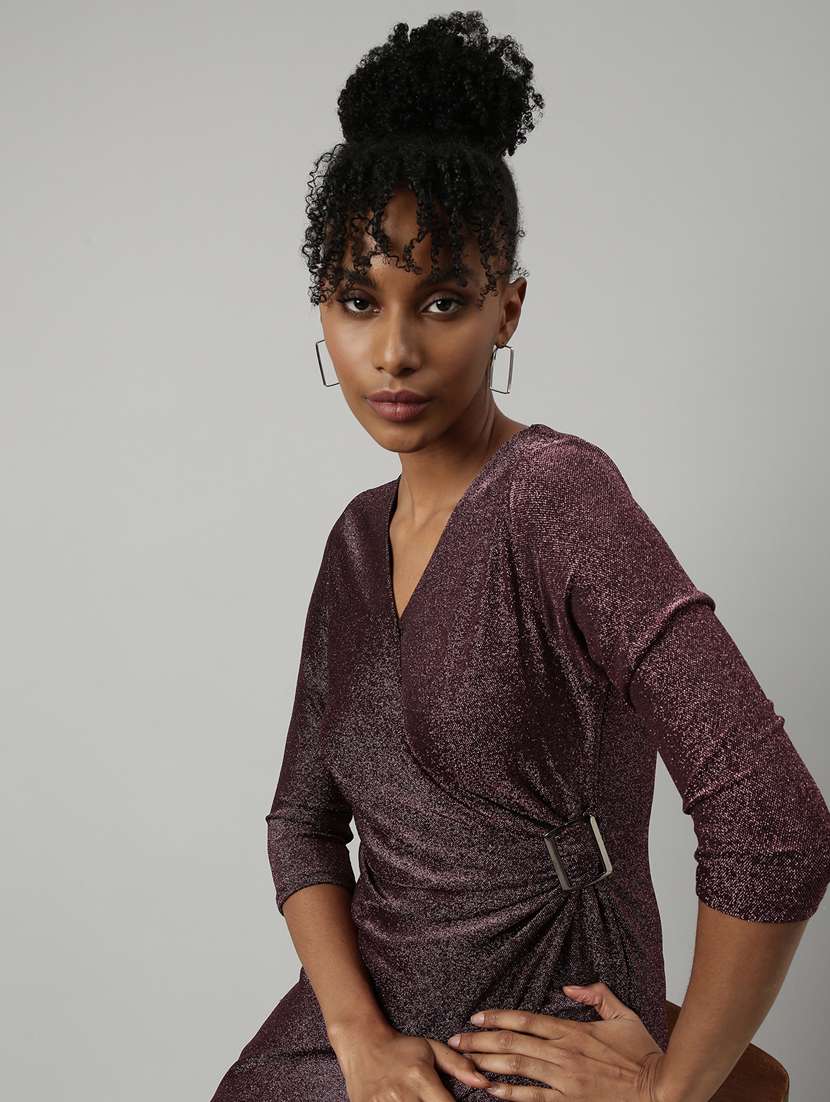 women mauve self-designed wrap dress - 20915816 - Standard Image - 5