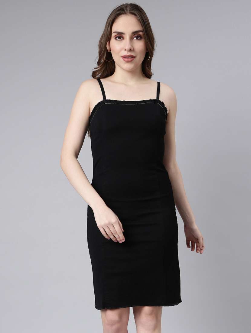 women solid shoulder strap bodycon dress - 20915818 - Zoom Image - 0