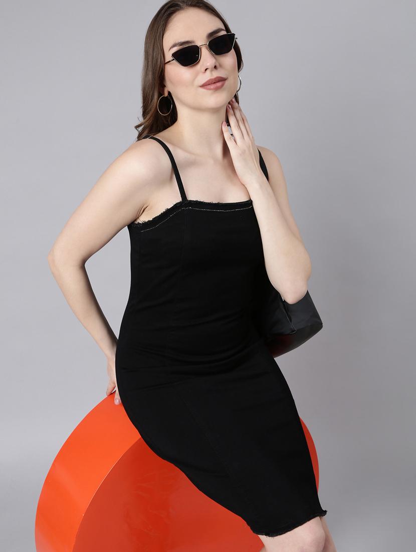 women solid shoulder strap bodycon dress - 20915818 - Standard Image - 3