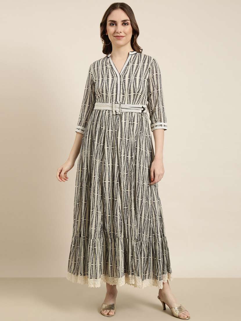 women cream printed detailed maxi dress - 20915826 -  Zoom Image - 0