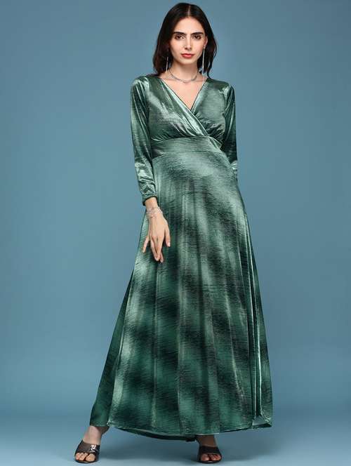 women green self-designed fit & flare dress - 20915836 -  Standard Image - 0