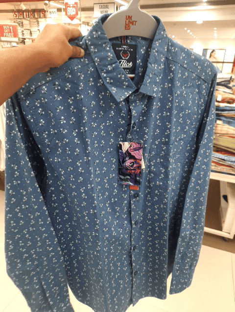 royal blue twill casual shirt - 20916099 -  Zoom Image - 0
