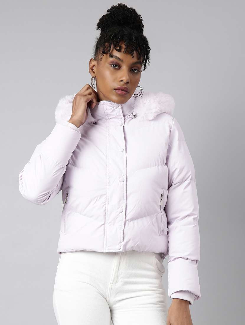 lavender leather puffed jacket - 20917072 - Zoom Image - 0