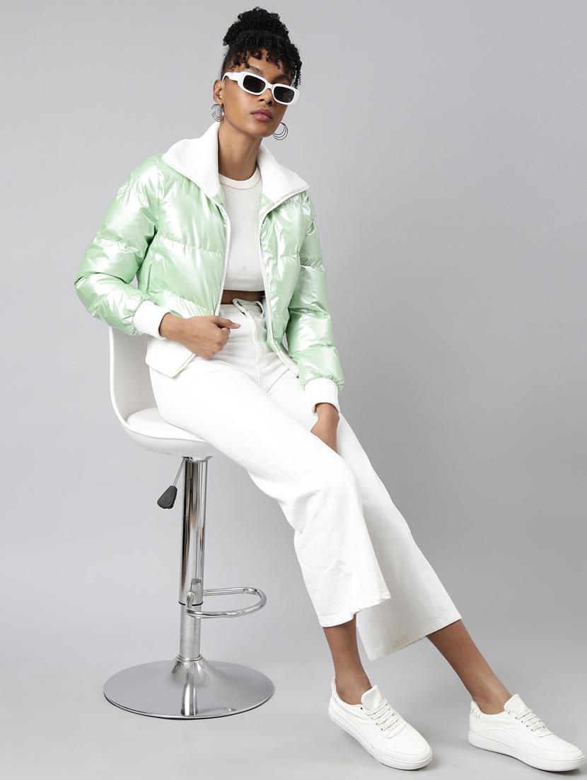 women solid long sleeve quilted jacket - 20917074 - Standard Image - 5
