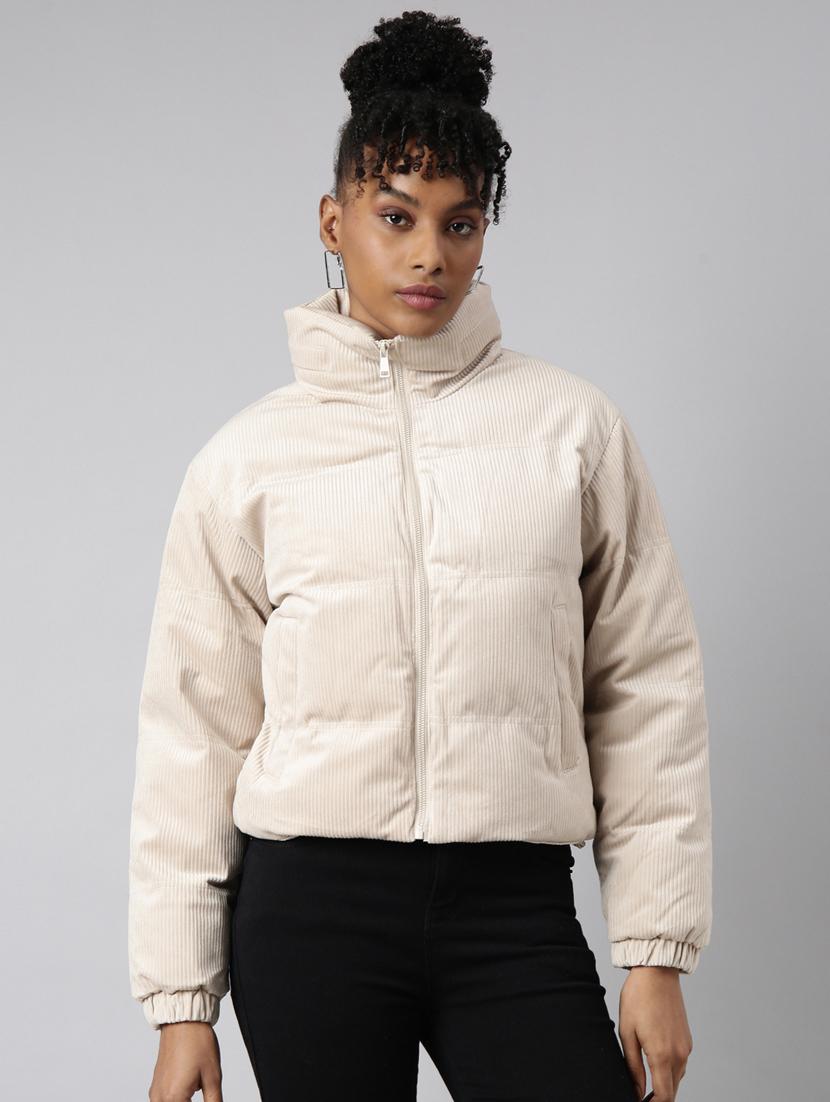 cream cotton blend puffed jacket - 20917077 -  Zoom Image - 0