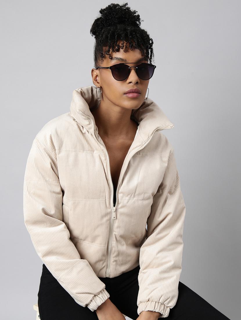 cream cotton blend puffed jacket - 20917077 - Standard Image - 3