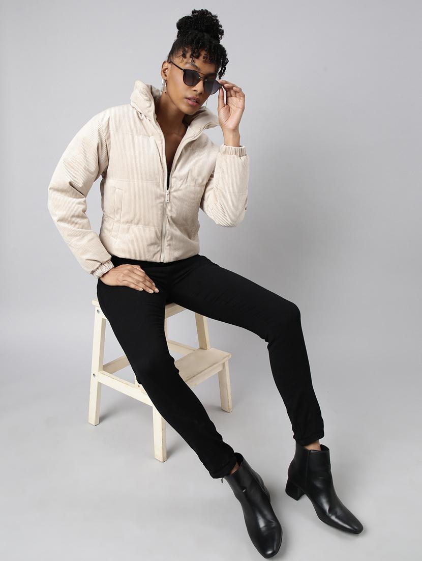 cream cotton blend puffed jacket - 20917077 - Standard Image - 5