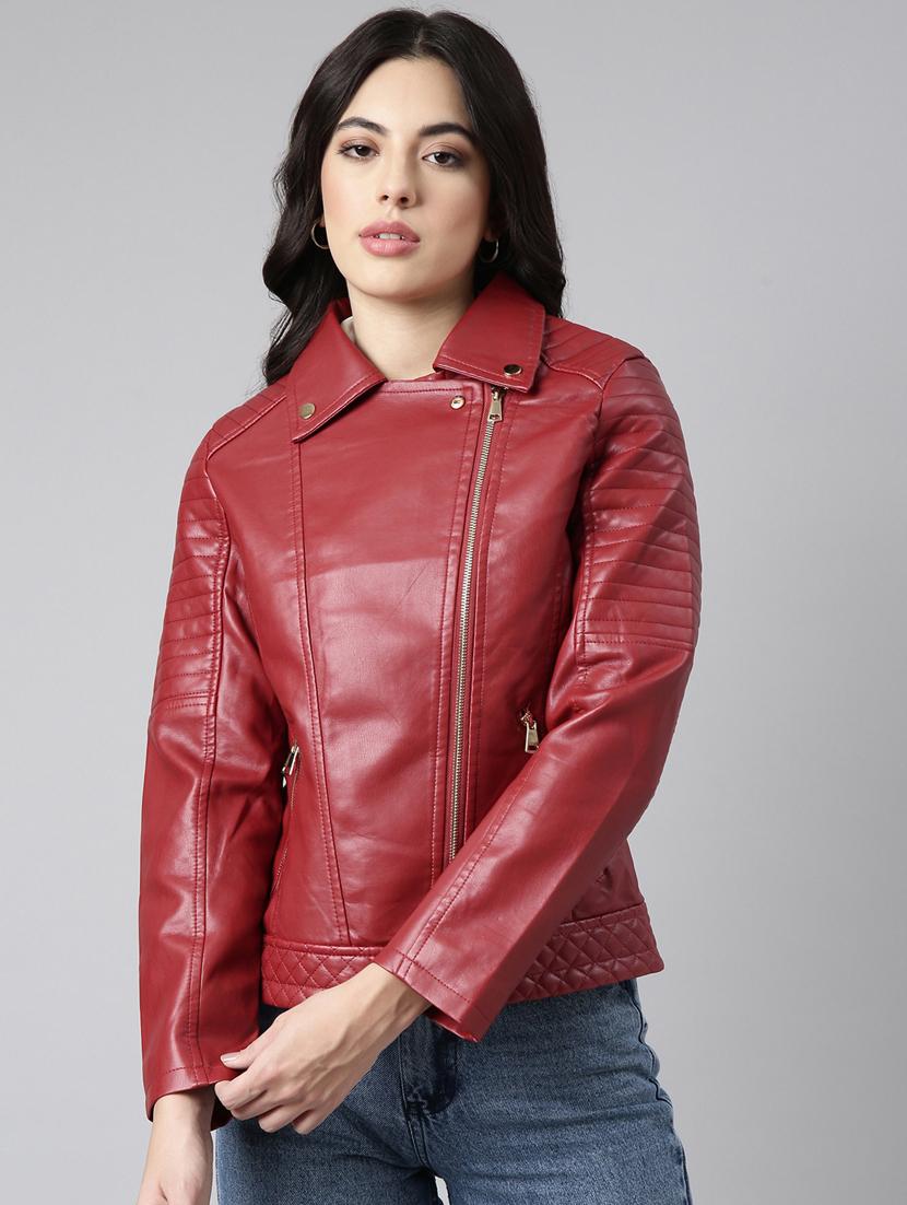 red leather bomberbiker jacket