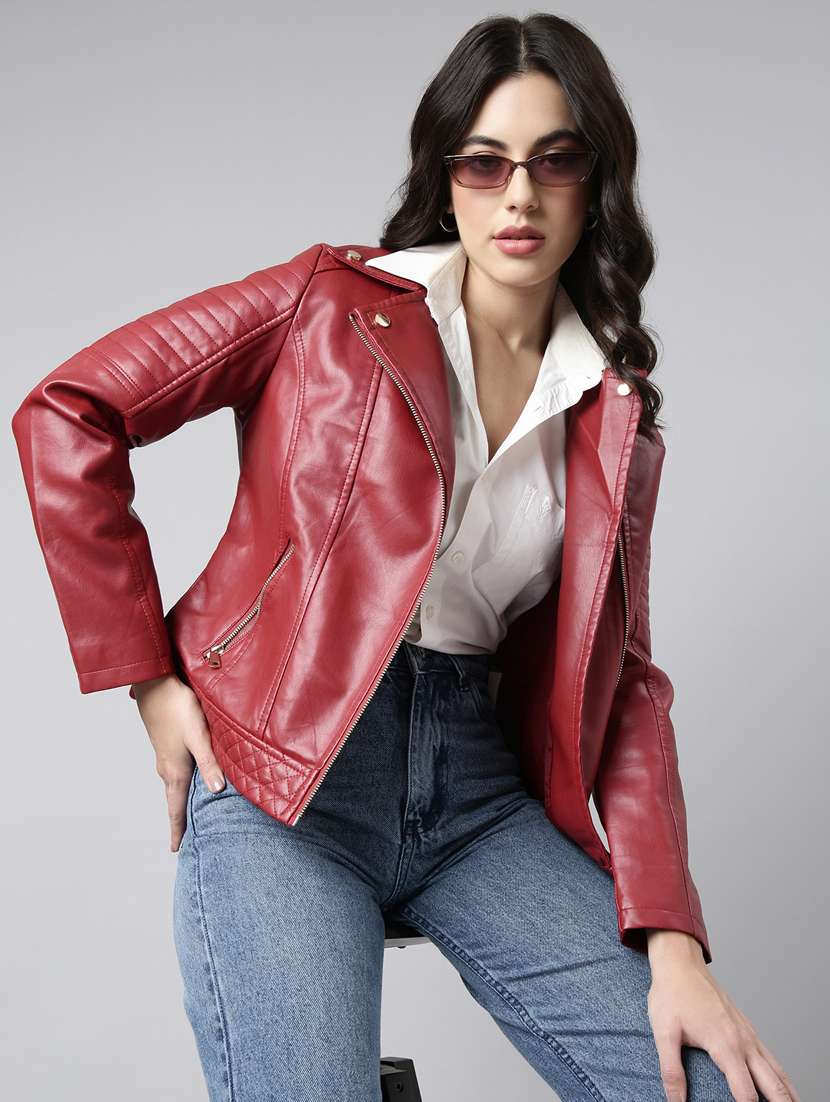 red leather bomberbiker jacket - 20917084 -  Standard Image - 3