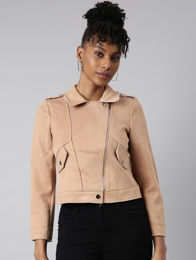 beige suede bomberbiker jacket - 20917115 -  Zoom Image - 0