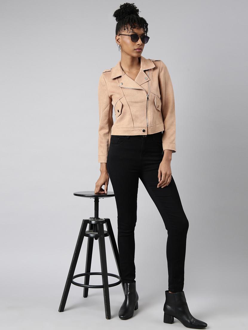 beige suede bomberbiker jacket - 20917115 - Standard Image - 5