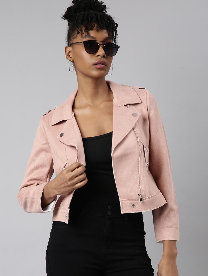 peach suede bomberbiker jacket - 20917117 - Standard Image - 3