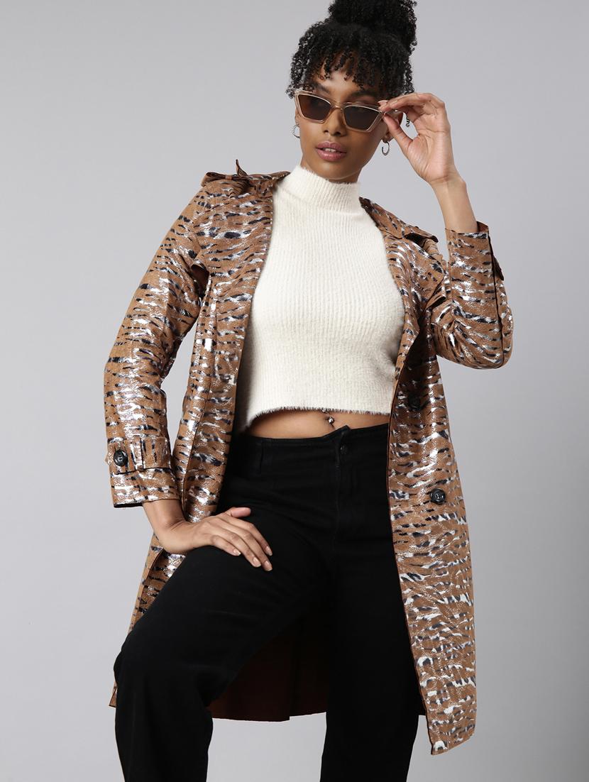 brown leather long jacket - 20917122 - Standard Image - 3