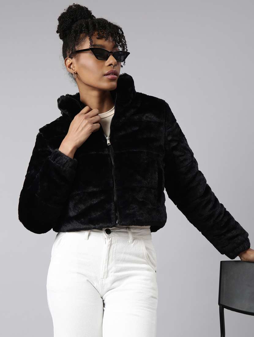 black faux fur  jacket - 20917143 -  Standard Image - 3