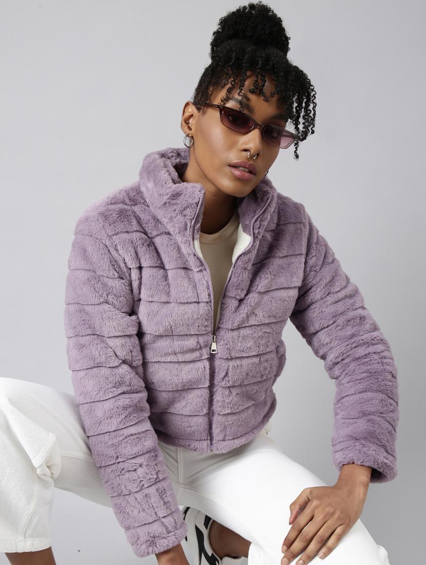 lavender faux fur jacket - 20917147 - Standard Image - 3