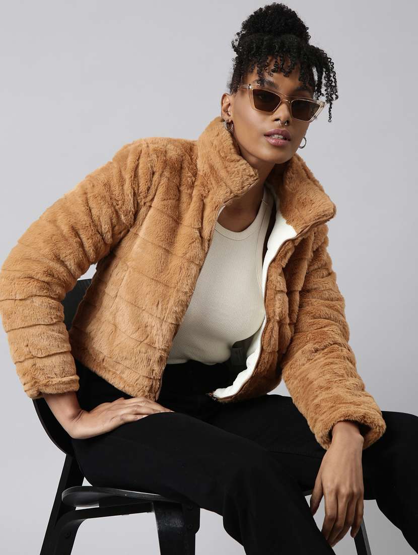 women soldi stand collar fur jacket - 20917148 -  Standard Image - 3