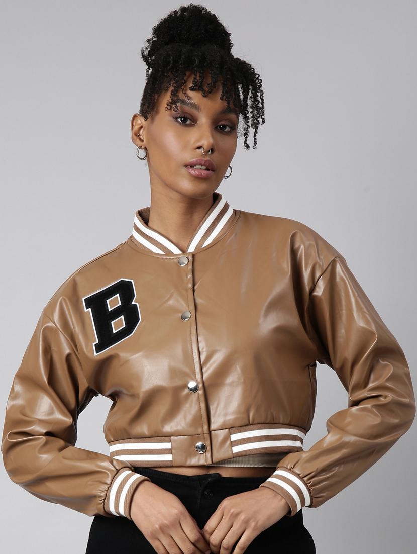 brown leather varsity jacket  - 20917153 -  Zoom Image - 0