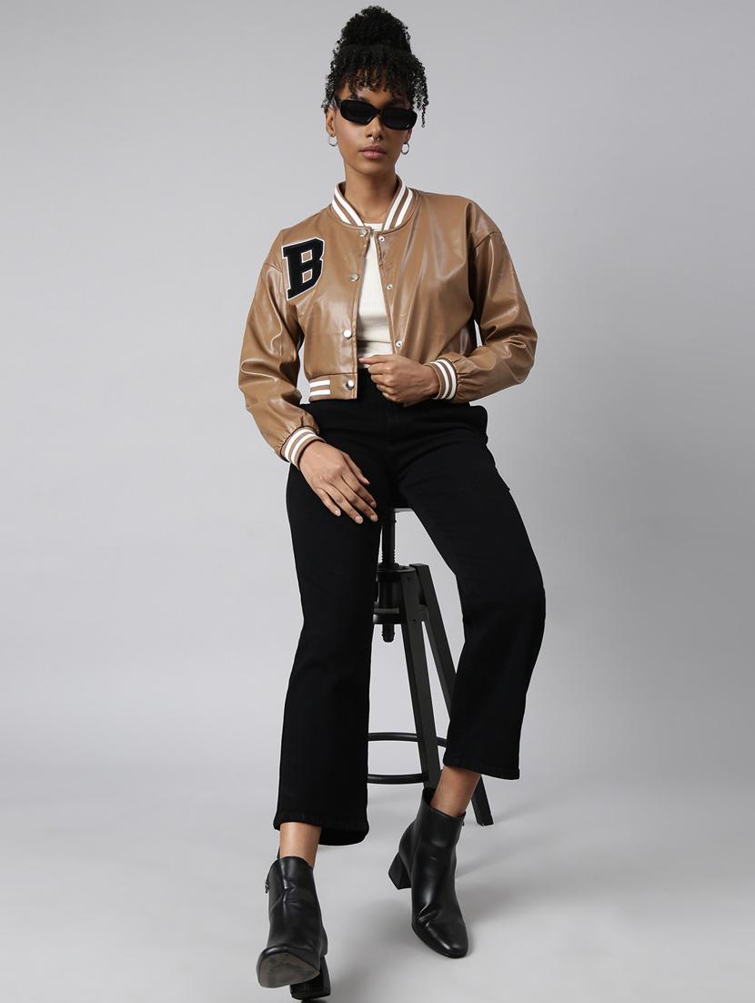 brown leather varsity jacket - 20917153 - Standard Image - 5