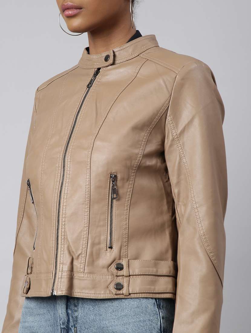 brown leather bomberbiker jacket - 20917164 -  Standard Image - 5