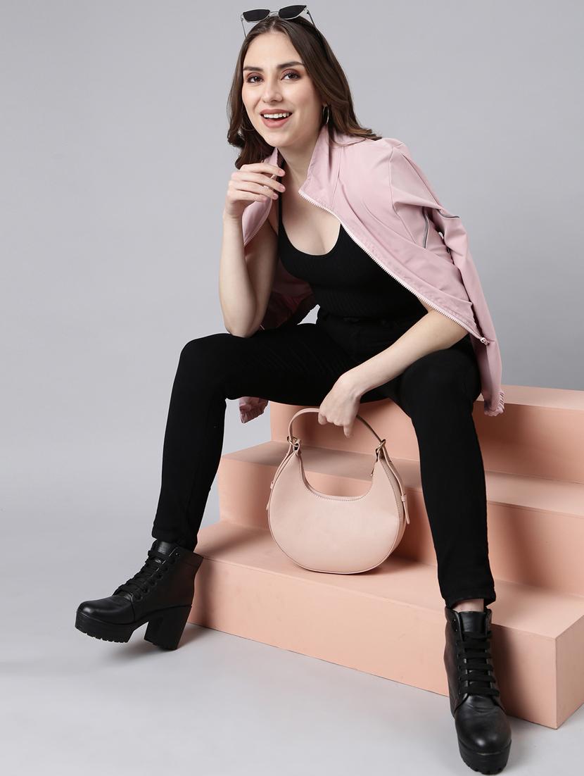peach nylon bomberbiker jacket - 20917174 - Standard Image - 5